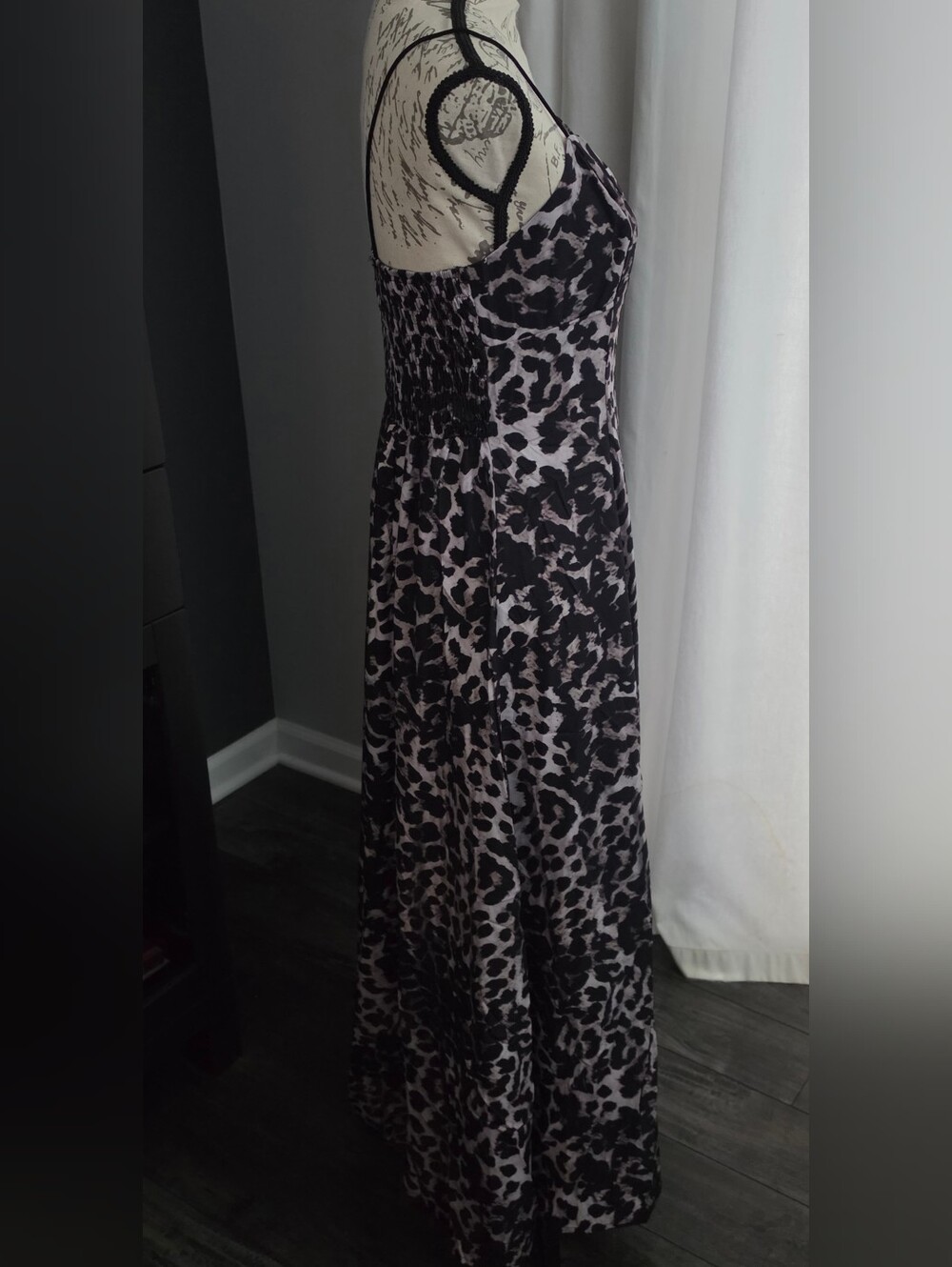 Leopard Print Slip Maxi Dress - Taupe/Black - Picture 4 of 8